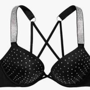 Victoria’s Secret bombshell rhinestone push up padded swim bra bikini 32AA EUC